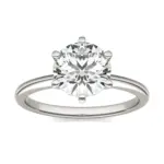 2 CTW Round Lab Grown Diamond Six Prong Solitaire Engagement Ring - G-VS Clarity, AGI Certified, 14K White Gold