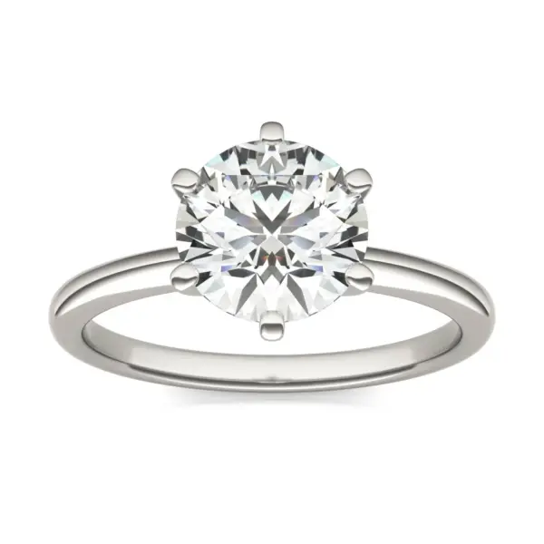 2 CTW Round Lab Grown Diamond Six Prong Solitaire Engagement Ring - G-VS Clarity, AGI Certified, 14K White Gold