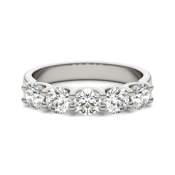 AGI Certified 1 1/4 CTW Round Lab Grown Diamond (G/VS) Five Stone Anniversary Band in 14K White Gold