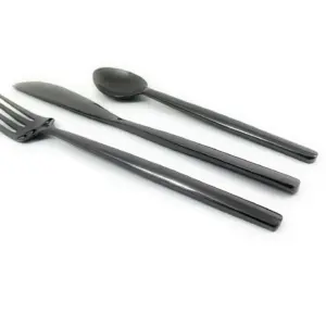Black Stainless Steel Flatware 36 PC Set-Dinner knives, Dinner Forks, Teaspoons
