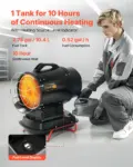 VEVOR 125000 BTU Radiant Kerosene Diesel Heater, Portable Industrial Space Heater with Adjustable Temp & Wheels, Ideal for Jobsite/Garage/Warehouse/Workshop Construction Heating,Black