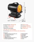 VEVOR 125000 BTU Radiant Kerosene Diesel Heater, Portable Industrial Space Heater with Adjustable Temp & Wheels, Ideal for Jobsite/Garage/Warehouse/Workshop Construction Heating,Black