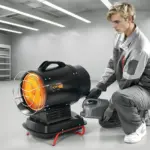 VEVOR 125000 BTU Radiant Kerosene Diesel Heater, Portable Industrial Space Heater with Adjustable Temp & Wheels, Ideal for Jobsite/Garage/Warehouse/Workshop Construction Heating,Black