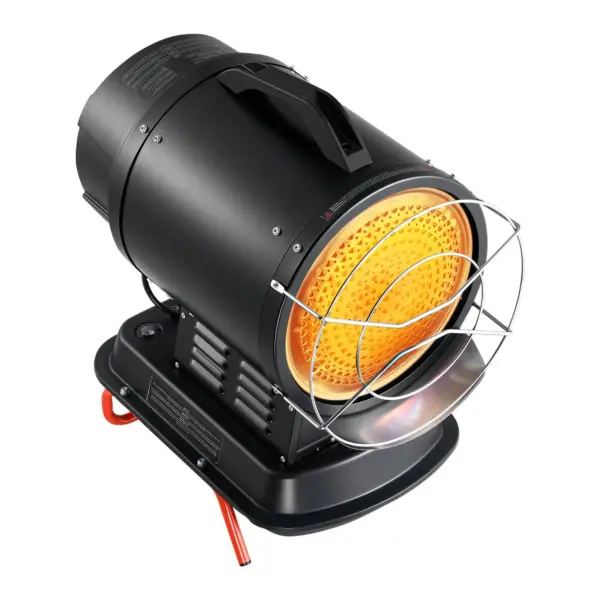 VEVOR 125000 BTU Radiant Kerosene Diesel Heater, Portable Industrial Space Heater with Adjustable Temp & Wheels, Ideal for Jobsite/Garage/Warehouse/Workshop Construction Heating,Black