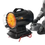 VEVOR 125000 BTU Radiant Kerosene Diesel Heater, Portable Industrial Space Heater with Adjustable Temp & Wheels, Ideal for Jobsite/Garage/Warehouse/Workshop Construction Heating,Black
