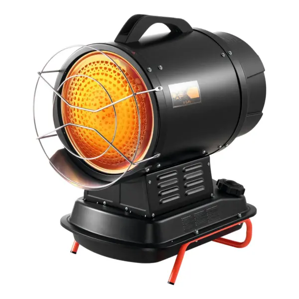 VEVOR 125000 BTU Radiant Kerosene Diesel Heater, Portable Industrial Space Heater with Adjustable Temp & Wheels, Ideal for Jobsite/Garage/Warehouse/Workshop Construction Heating,Black