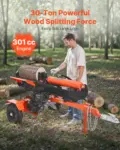 VEVOR 30 Tons Log Splitter, 306CC Engine, Powered Wood Splitter with 2" Ball Coupler, Auto Return, Vertical & Horizontal Mode, Firewood Splitting Wedge Machine for Forestry Harvest