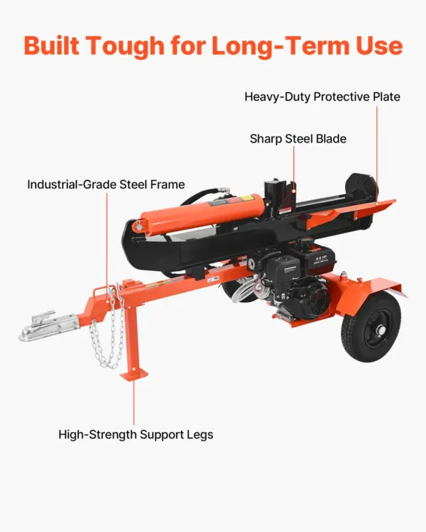 VEVOR 30 Tons Log Splitter, 306CC Engine, Powered Wood Splitter with 2" Ball Coupler, Auto Return, Vertical & Horizontal Mode, Firewood Splitting Wedge Machine for Forestry Harvest