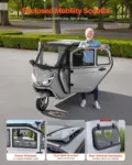 VEVOR 3-Wheel Enclosed Mobility Scooter for Seniors Adults, 650lbs Capacity, 3-Seater 1500W Electric Recreational Mobility Scooter 37 Miles Long Range, Remote Unlock, All-Terrain for Shopping Touring