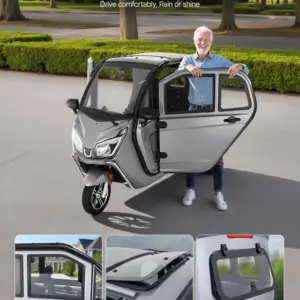 VEVOR 3-Wheel Enclosed Mobility Scooter for Seniors Adults, 650lbs Capacity, 3-Seater 1500W Electric Recreational Mobility Scooter 37 Miles Long Range, Remote Unlock, All-Terrain for Shopping Touring