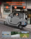 VEVOR 3-Wheel Enclosed Mobility Scooter for Seniors Adults, 650lbs Capacity, 3-Seater 1500W Electric Recreational Mobility Scooter 37 Miles Long Range, Remote Unlock, All-Terrain for Shopping Touring