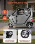 VEVOR 3-Wheel Enclosed Mobility Scooter for Seniors Adults, 650lbs Capacity, 3-Seater 1500W Electric Recreational Mobility Scooter 37 Miles Long Range, Remote Unlock, All-Terrain for Shopping Touring